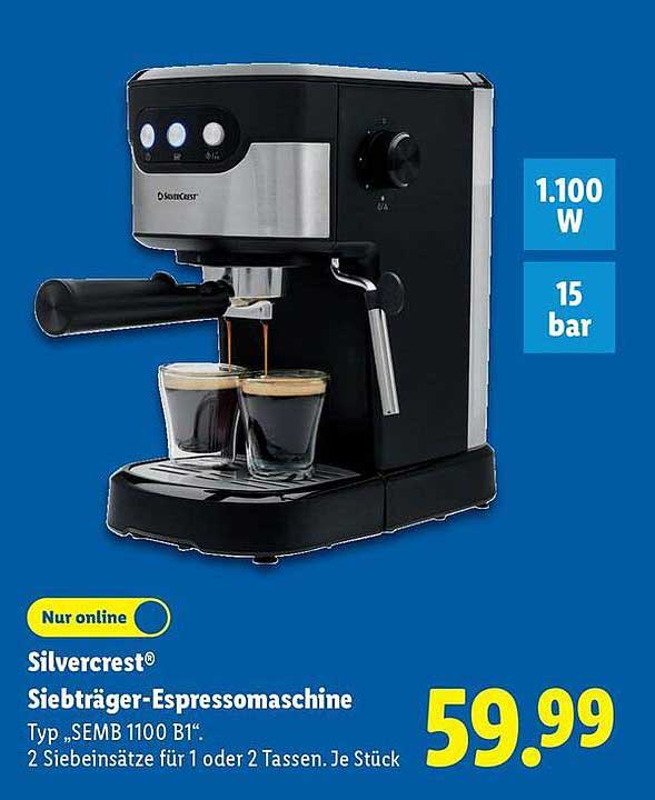 Silvercrest® Siebträger-Espressomaschine Typ „SEMB 1100 B1“