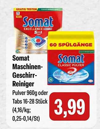 Somat Maschinen-Geschirr-Reiniger - Pulver 960g oder Tabs 16-28 Stück
