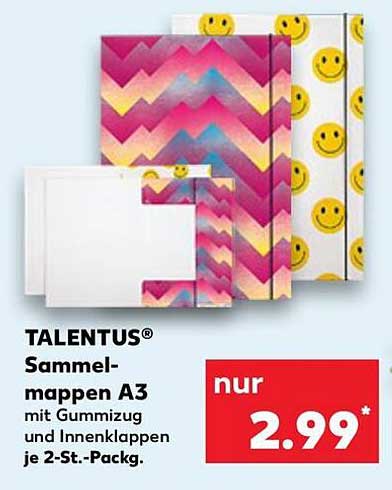 TALENTUS® Sammelmappen A3 mit Gummizug und Innenklappen, je 2-St.-Pack.