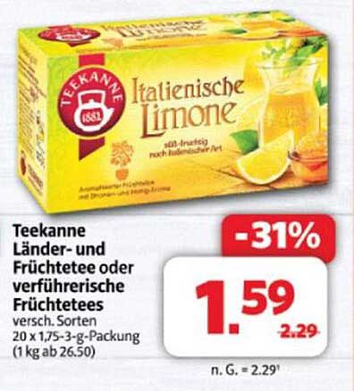 Teekanne Ländertees oder Früchtetee - Italienische Limone