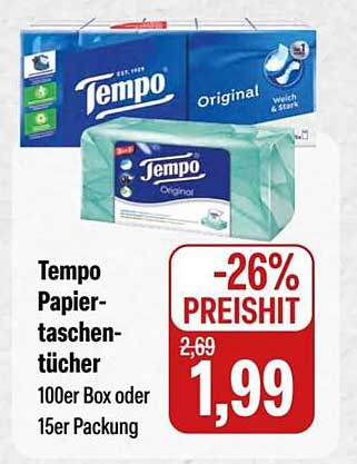 Tempo Papiertaschentücher 100er Box oder 15er Packung