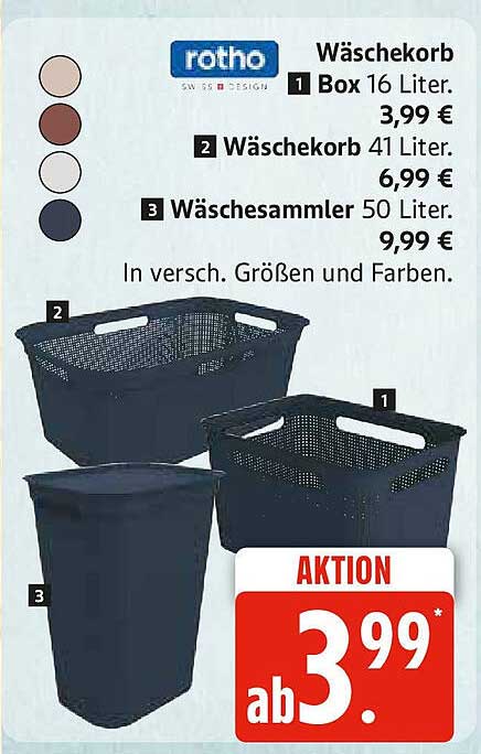 Wäschekorb von Rotho - verschiedene Größen verfügbar.