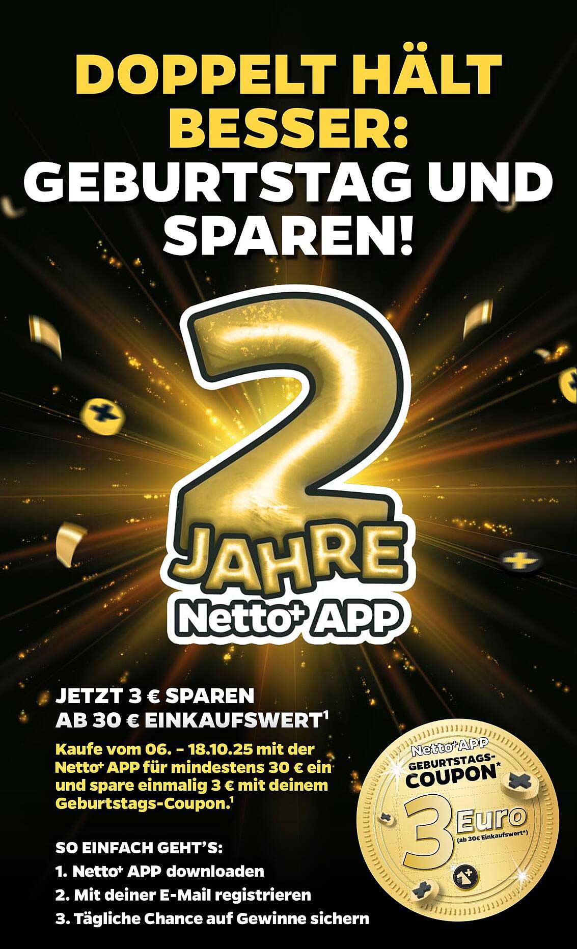 3 € sparen mit dem NETTO Geburtstags-Coupon