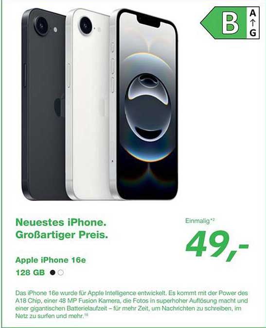 Apple iPhone 16e – Neueste Technologie zum großartigen Preis