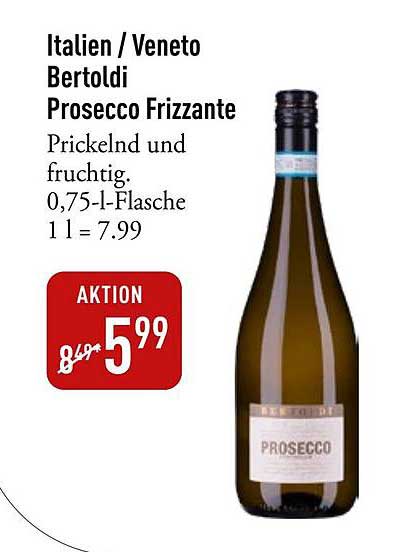 Bertoldi Prosecco Frizzante 0,75 l - Prickelnd und fruchtig