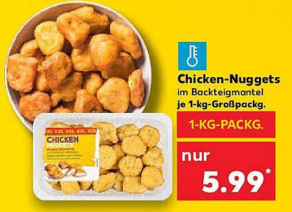 Chicken-Nuggets im Backteigmantel je 1-kg-Großpackung