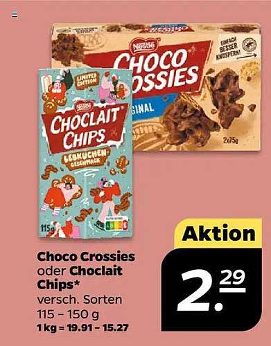 Choco Crossies oder Choclait Chips - verschiedene Sorten