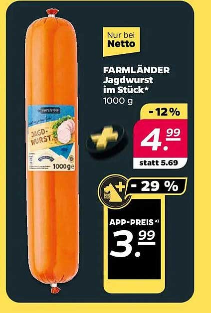 FARMLÄNDER Jagdwurst im Stück 1000 g