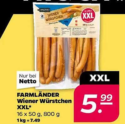 FARMLÄNDER Wiener Würstchen XXL