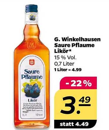 G. Winkelhausen Saure Pflaume Likör 0,7 Liter