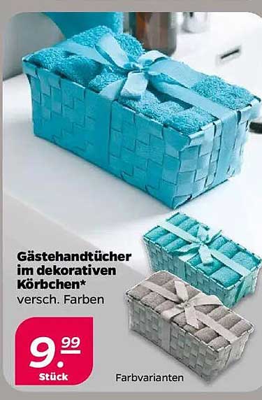 Gästetücher im dekorativen Körbchen - verschiedene Farben
