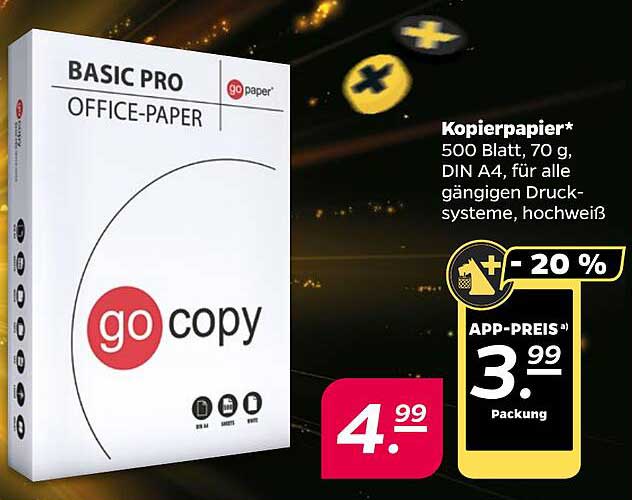 go copy BASIC PRO Kopierpapier 500 Blatt, 70 g, DIN A4