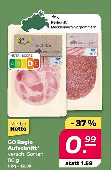 GO Regio Aufschnitt - Bierschinken und Salami 80 g