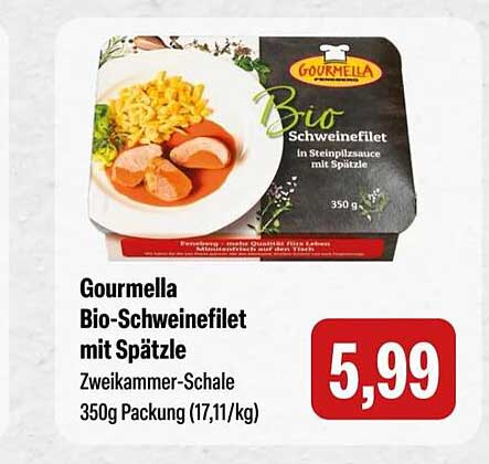 Gourmella Bio-Schweinefilet mit Spätzle