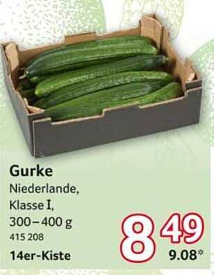 Gurke Niederlande, Klasse I, 300–400 g, 14er-Kiste