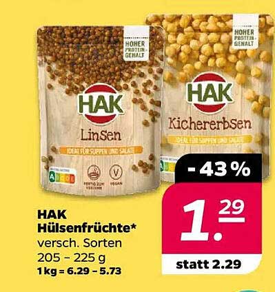 HAK Hülsenfrüchte - verschiedene Sorten (Linse & Kichererbse) 205 - 225 g