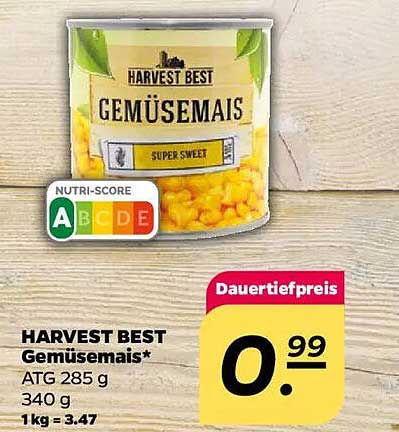 HARVEST BEST Gemüsemais 285 g - Jetzt für nur 0,99 €