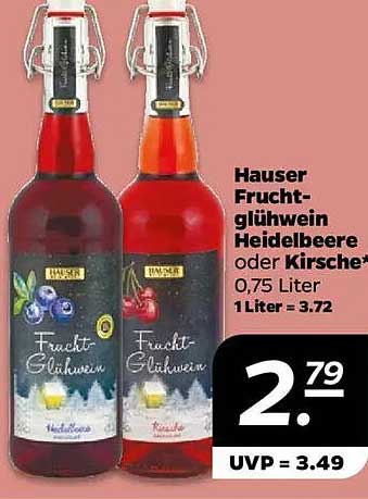 Hauser Frucht-Glühwein Heidelbeere oder Kirsche 0,75 Liter