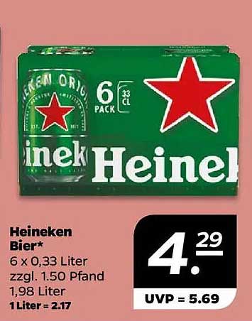 Heineken Bier 6 x 0,33 Liter