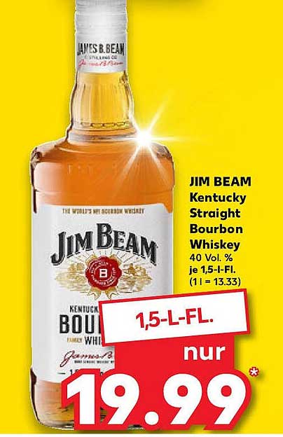 JIM BEAM Kentucky Straight Bourbon Whiskey 1,5-Liter-Flasche