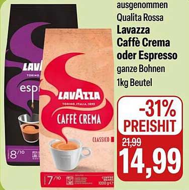 Lavazza Caffè Crema oder Espresso ganze Bohnen 1kg Beutel