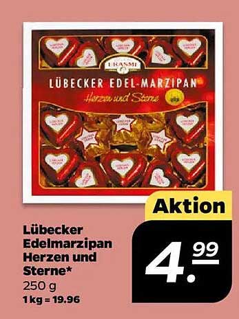 Lübecker Edelmarzipan Herzen und Sterne
