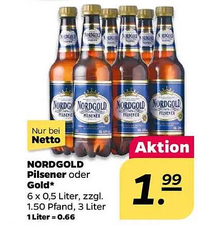 NORDGOLD Pilsener oder Gold 6 x 0,5 Liter