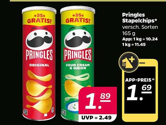 Pringles Stapelchips – verschiedene Sorten 165 g