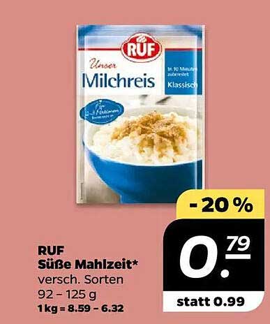 RUF Süße Mahlzeit Milchreis, verschiedene Sorten 92 - 125 g