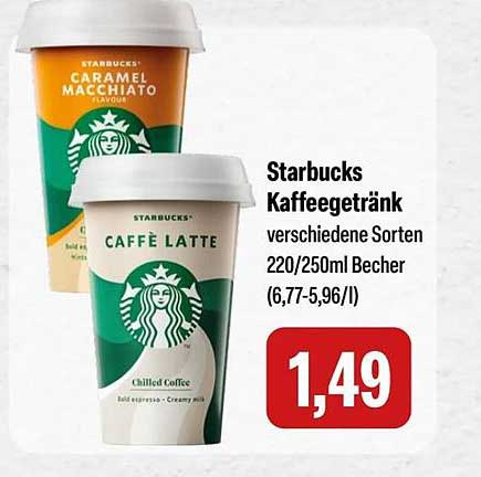 Starbucks Kaffeegetränk verschiedene Sorten 220/250ml Becher