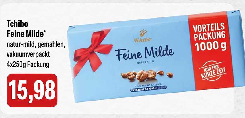 Tchibo Feine Milde natur-mild, gemahlen, vakuumverpackt 4x250g Packung