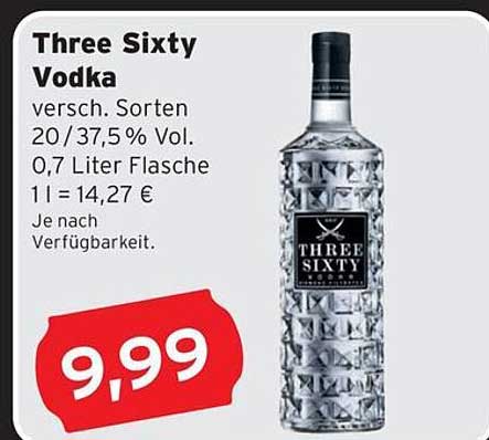 Three Sixty Vodka - 0,7 Liter Flasche