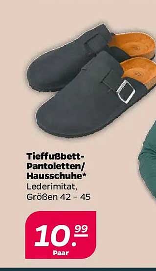 Tieffußbett-Pantolette/Hausschuhe aus Lederimitat