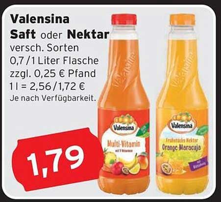 Valensina Saft oder Nektar - Verschiedene Sorten