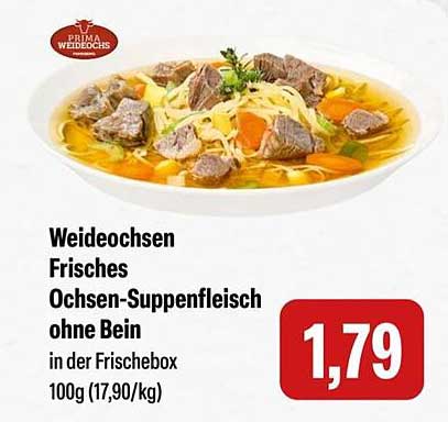 Weideochsen Frisches Ochsen-Suppenfleisch ohne Bein