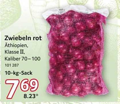 Zwiebeln rot – Äthiopien, Klasse II, Kaliber 70–100, 10-kg-Sack