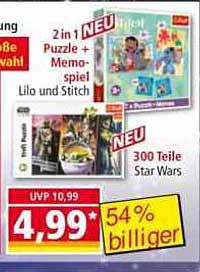 2 in 1 Puzzle + Memospiel Lilo und Stitch