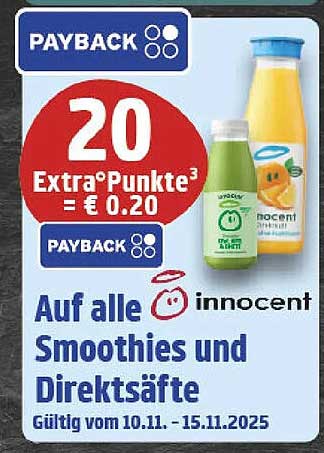 20 Extra Punkte auf alle innocent Smoothies und Direktsäfte