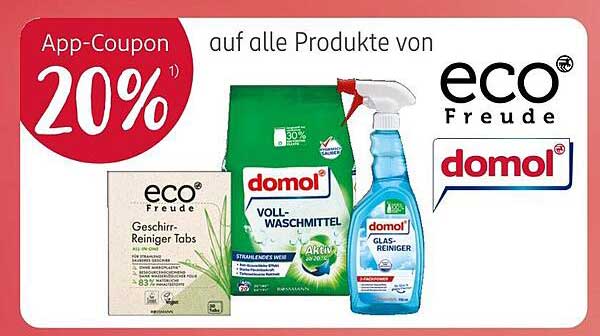 20% Rabatt auf alle Produkte von eco Freude und domol