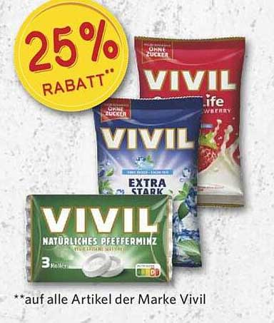 25% Rabatt auf alle Artikel der Marke Vivil