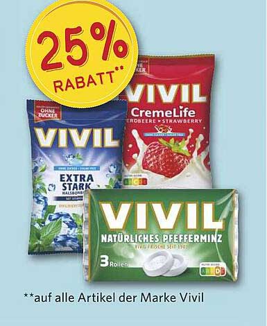 25% Rabatt auf alle Artikel der Marke Vivil