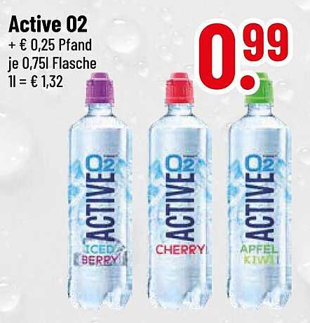 Active O2 Erfrischungsgetränke - 0,75L Flasche für nur 0,99€