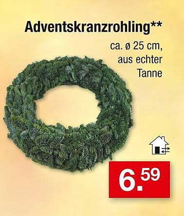 Adventskranzrohling – ca. Ø 25 cm, aus echter Tanne