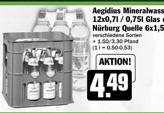 Aegidius Mineralwasser 12x0,7l / 0,75l Glas Nürnberg Quelle 6x1,5l - Aktion!