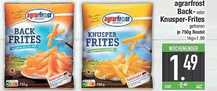 agrarfrost Back- oder Knusper-Frites 750g