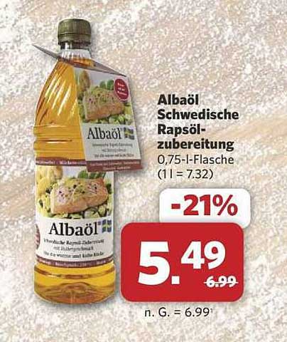 Albaöl Schwedische Rapsölzubereitung 0,75-l-Flasche