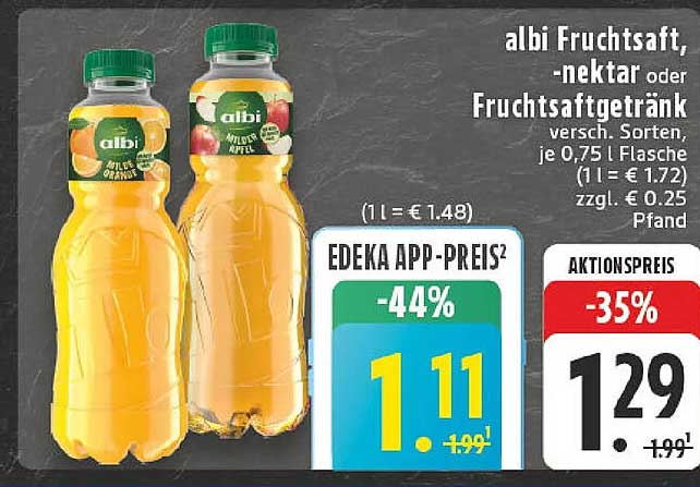 albi Fruchtsaft, -nektar oder Fruchtsaftgetränk, 0,75 L Flasche