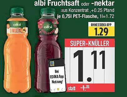 albi Fruchtsaft oder -nektar 0,75l PET-Flasche