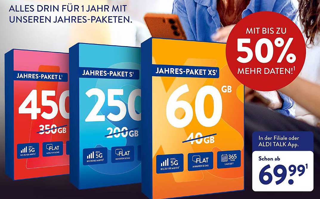 ALDI TALK Jahres-Paket XS: 60 GB für nur 69,99 €