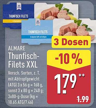 ALMARE Thunfisch-Filets XXL - 3 Dosen zum Vorteilspreis